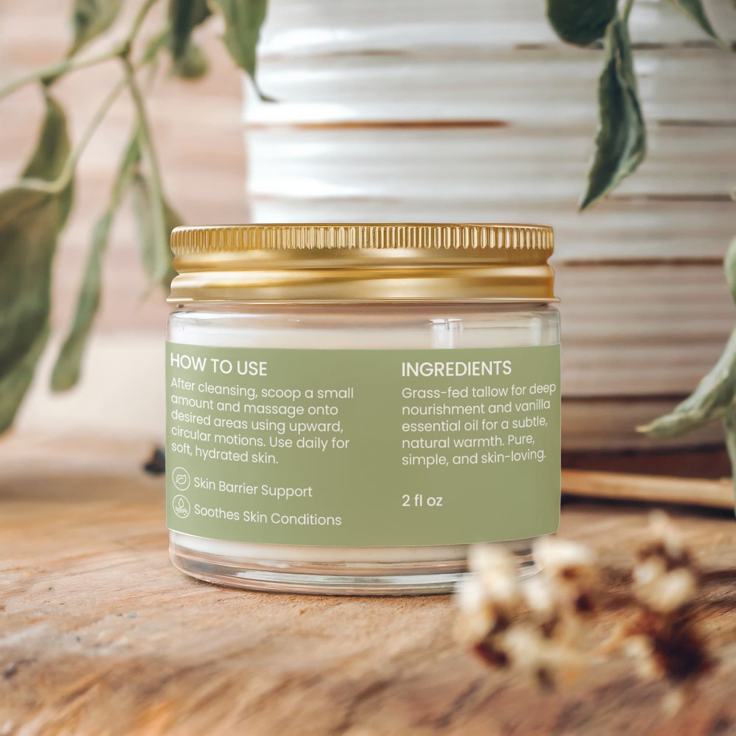Whipped Grass-Fed Tallow Balm with Vanilla Bean